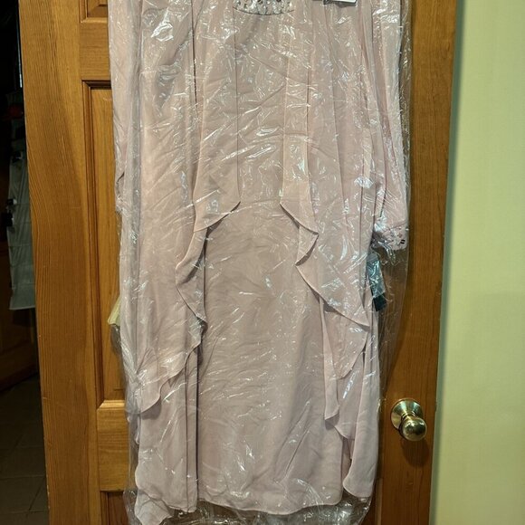 NWT SLNY 9470367 Chiffon Wedding Guest Dress Faded Rose Size 14W - Picture 7 of 7